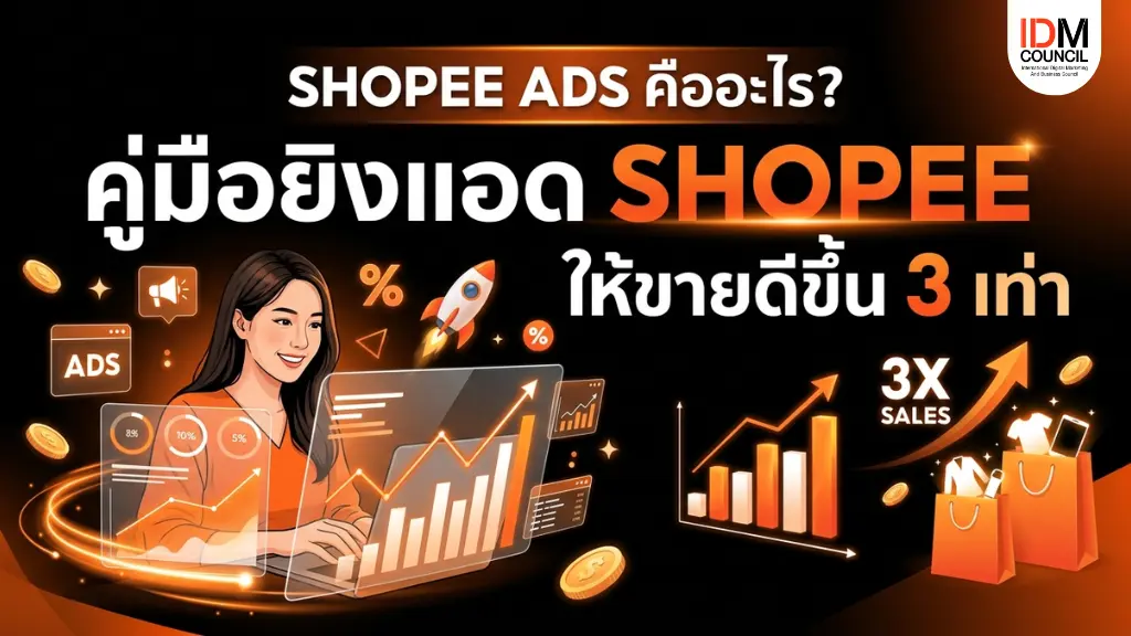 เรียนรู้วิธียิงแอด Shopee ตั้งแต่เริ่มต้น ครอบคลุม Search Ads, Discovery Ads, วิธีตั้ง budget และ optimize แคมเปญให้ ROAS สูง